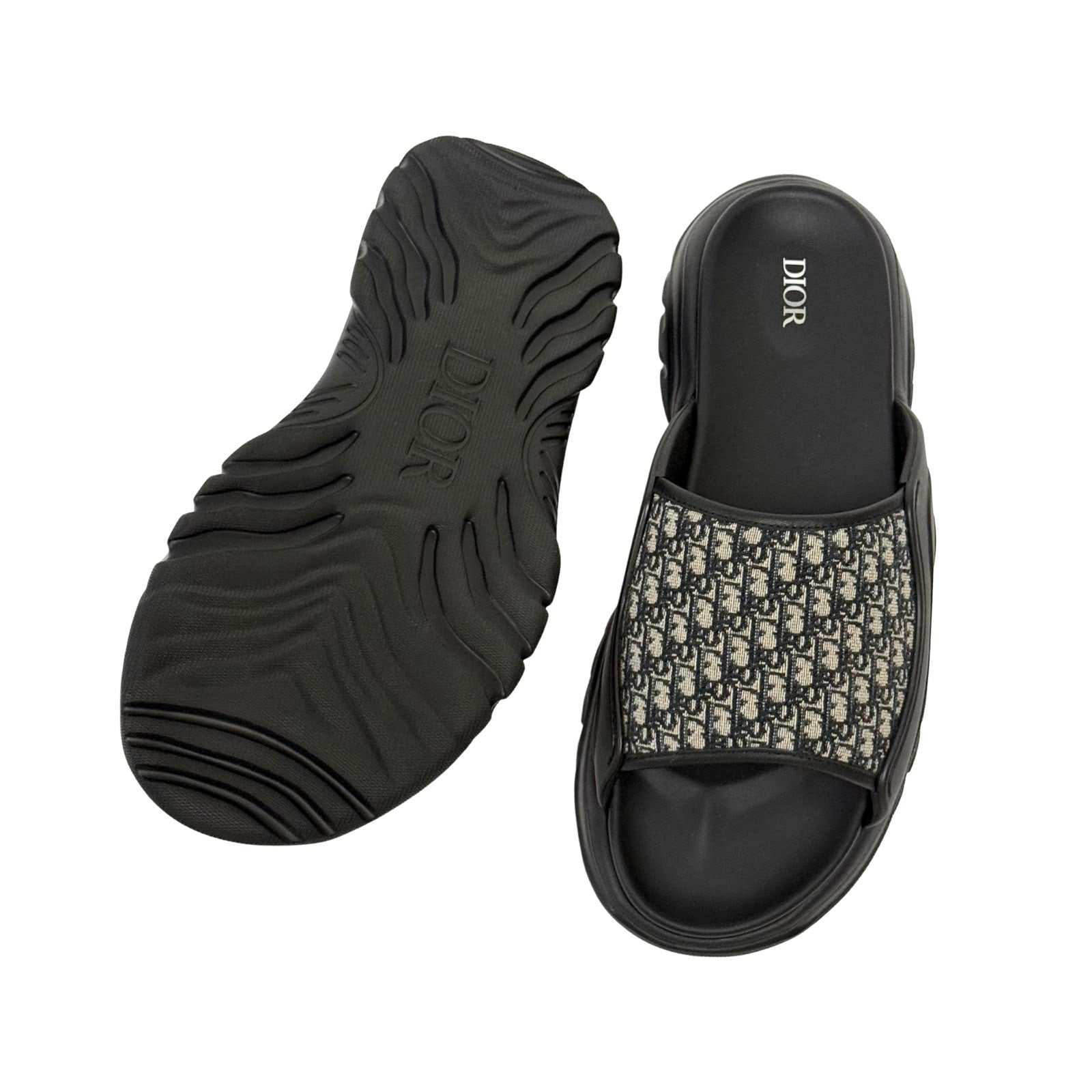 Christian Dior H Town Black Rubber Oblique Sandals