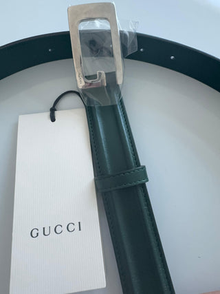 Gucci Ciny Lux G Cube 25MM Belt Dark Green