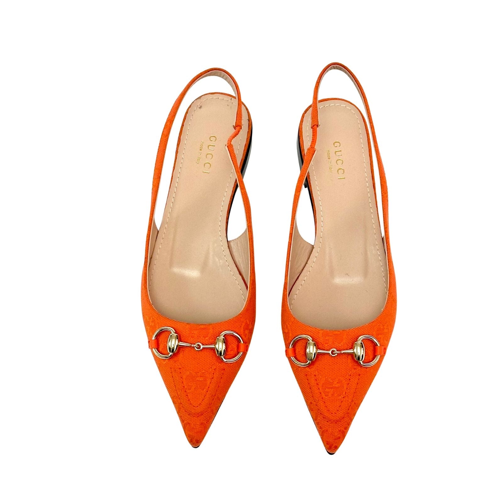 Gucci Orange GG Canvas Horsebit Sling