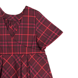 Burberry Maroon Red Classic Check Pattern Dress
