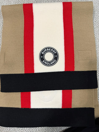 Burberry Beige Red with Burberry Logo  Scarf
