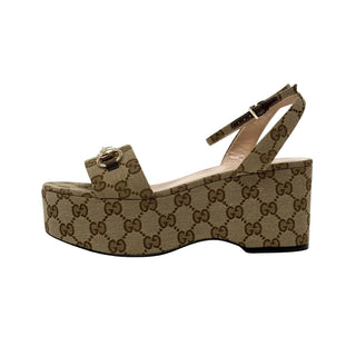 Gucci Horsebit 75 Flatform Sandals in GG Canvas