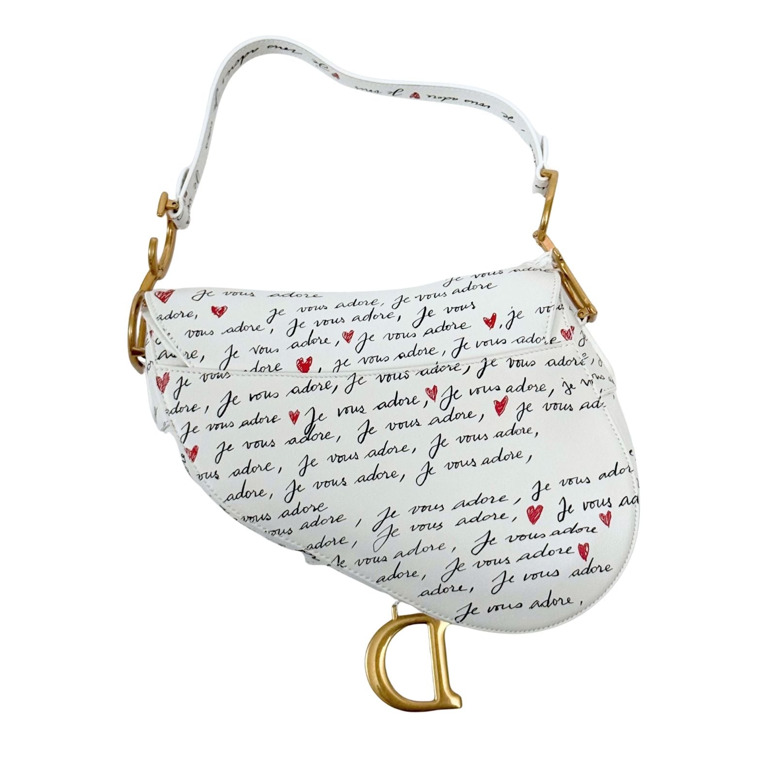 Christian Dior Heart Je Vous Adore Saddle Bag Leather White
