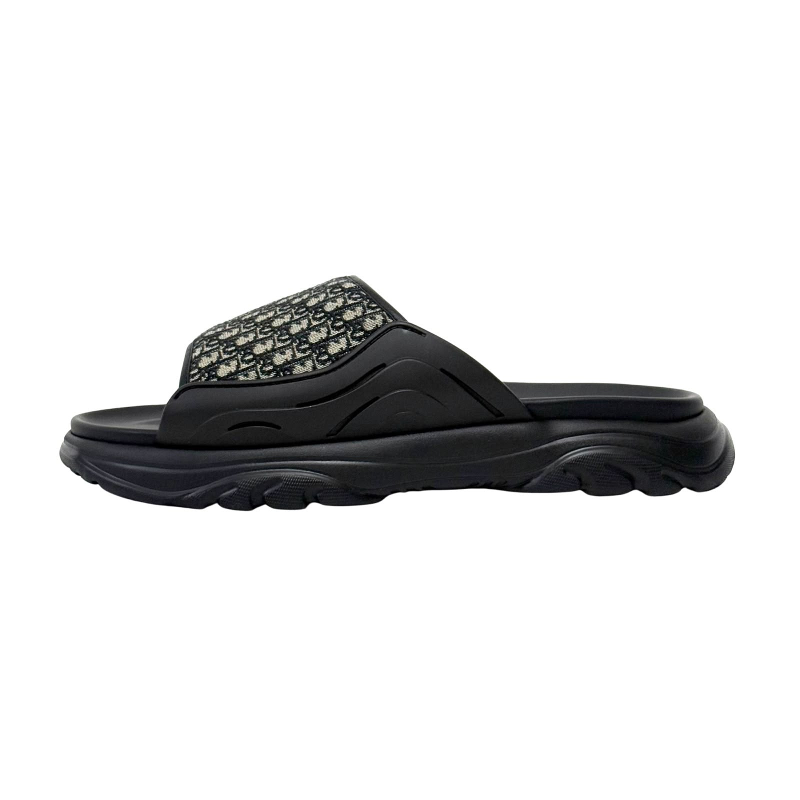 Christian Dior H Town Black Rubber Oblique Sandals