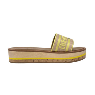 Christian Dior Platform Slides in Natural/ Lemon