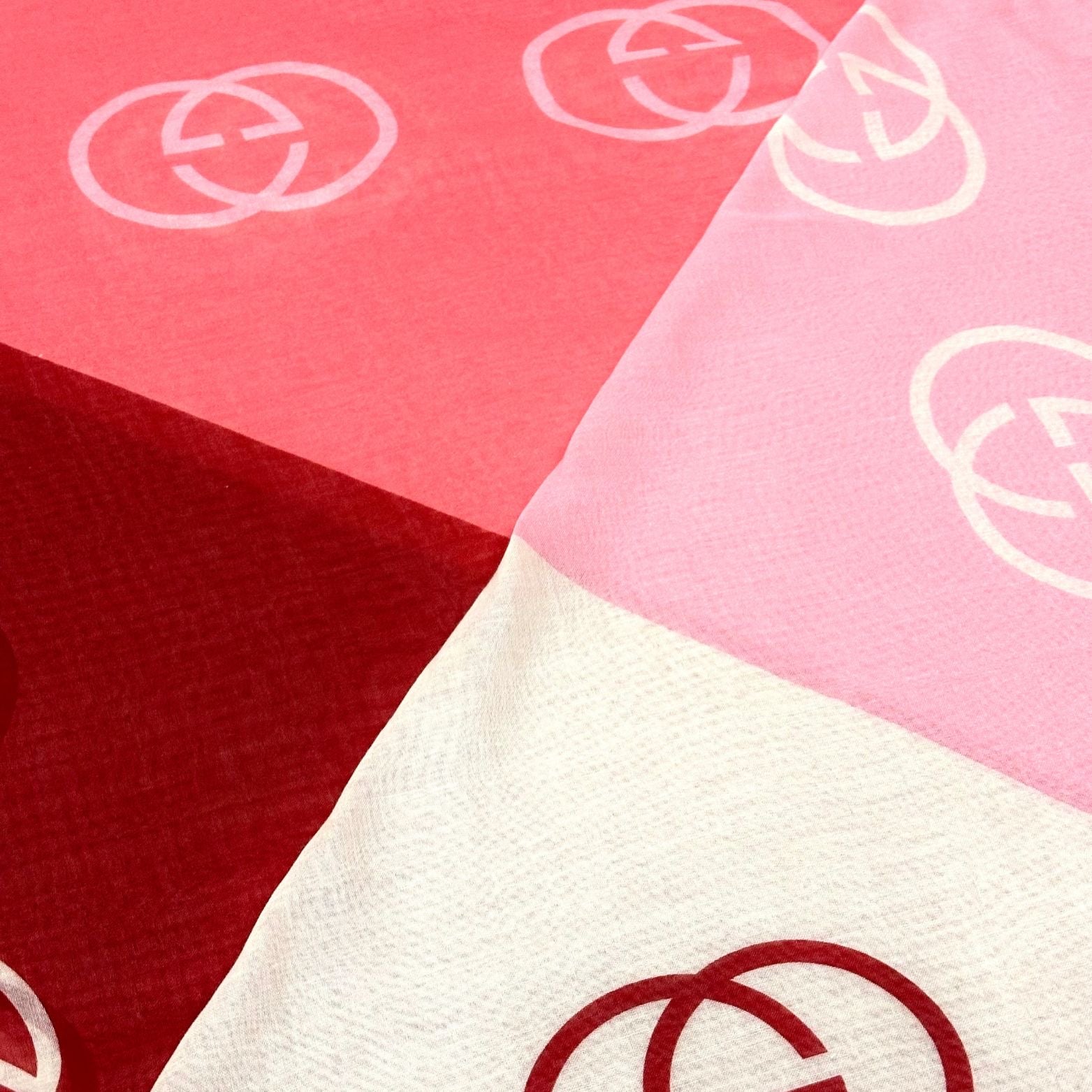 Gucci Tri Color Cotton Scarf Red/ Pink