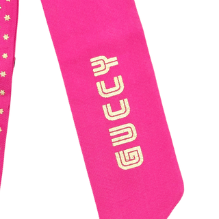 Gucci Printed Silk Twill Ribbon/ Pink