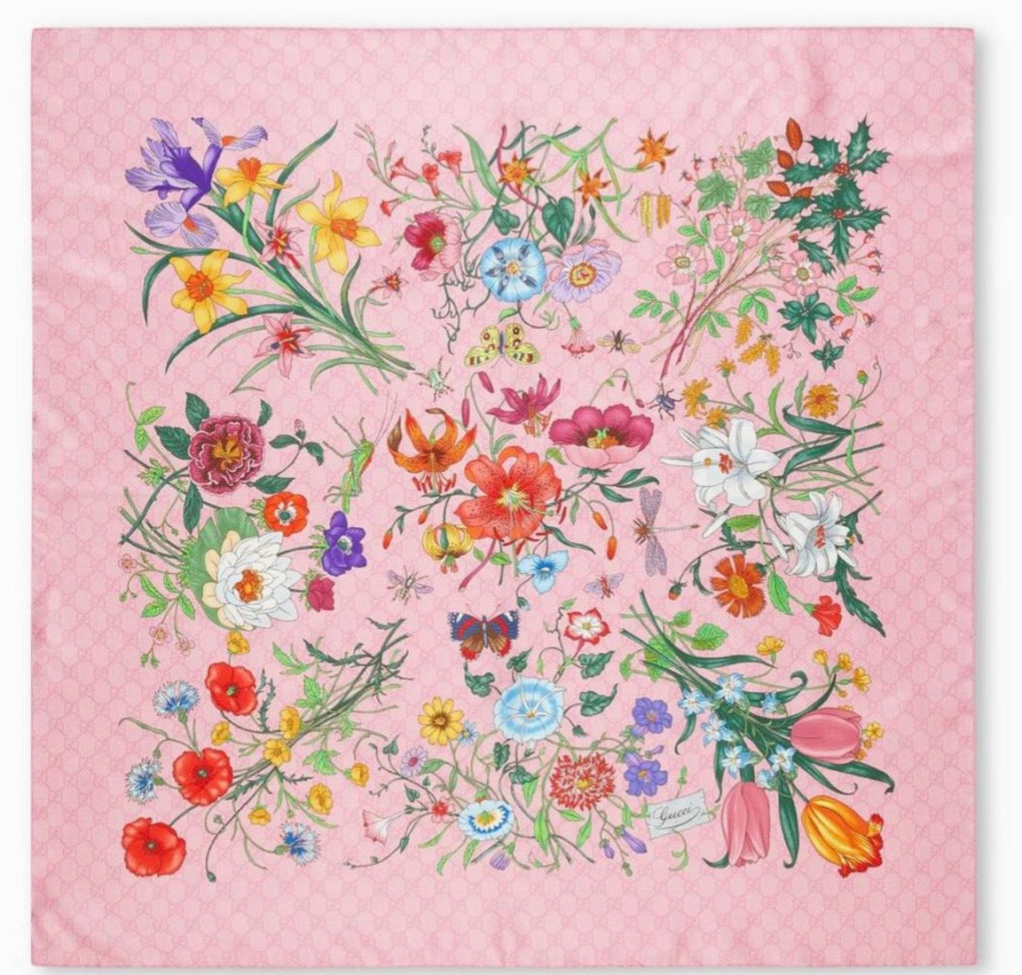 Gucci Silk Twill Pink Scarf