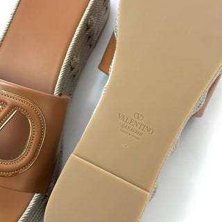 Valentino VLogo Cut Out Leather Flatform Sandals