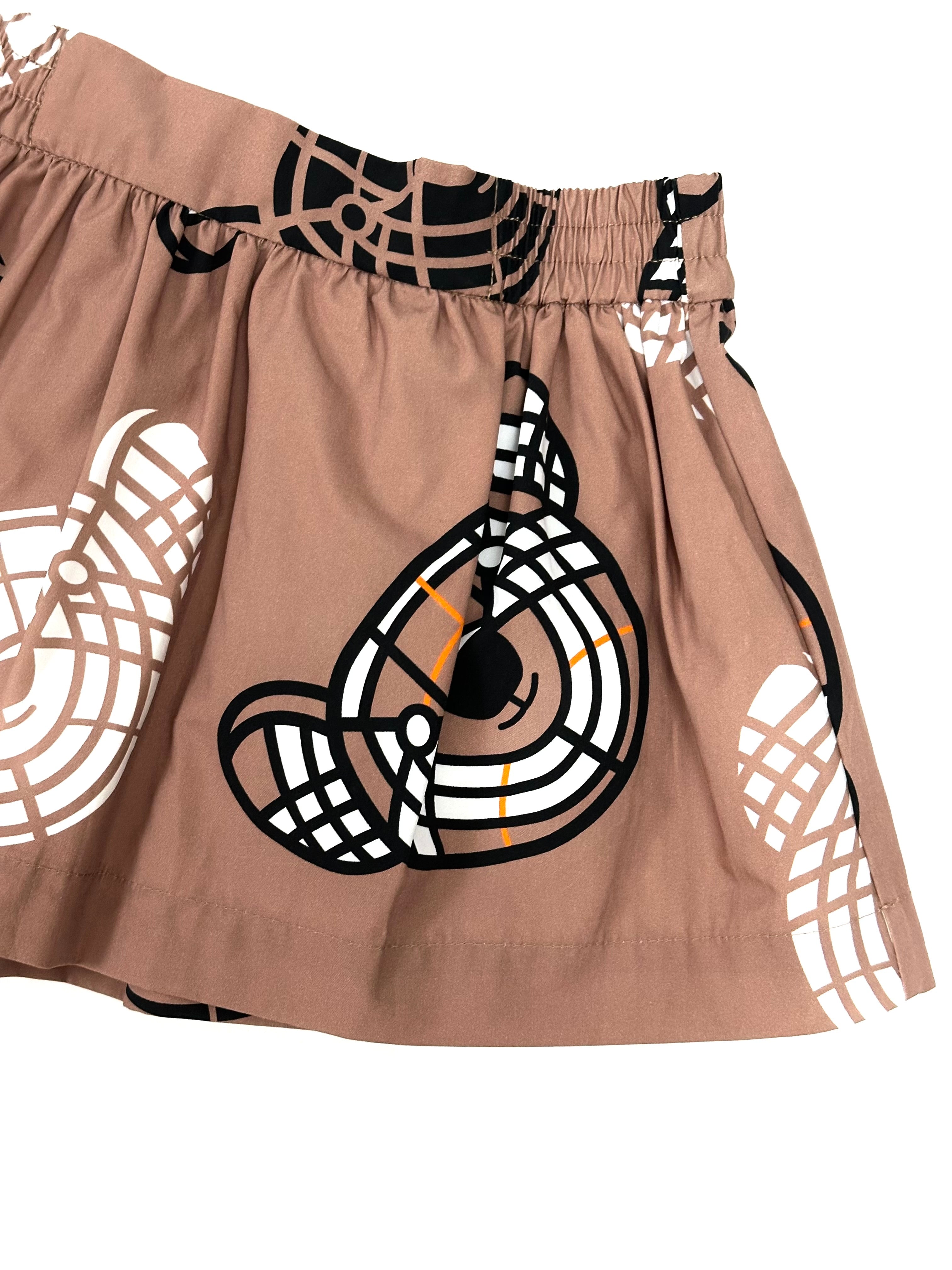 Burberry Brown Iconic Bear Logo Skirt