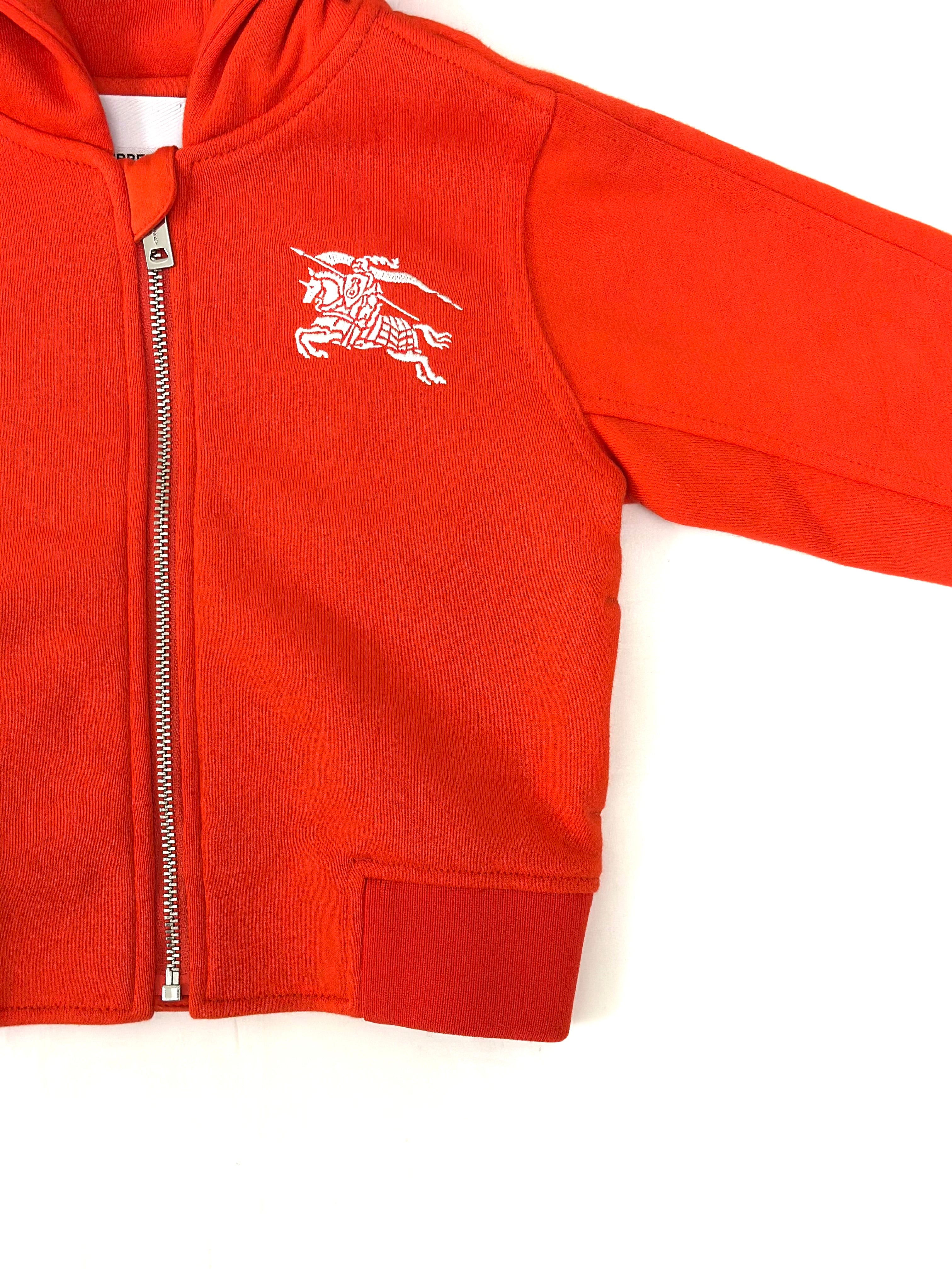 Burberry Orange Zip Hoodie with White Horse Logo