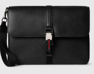 Gucci Business Case with Web Black Leather