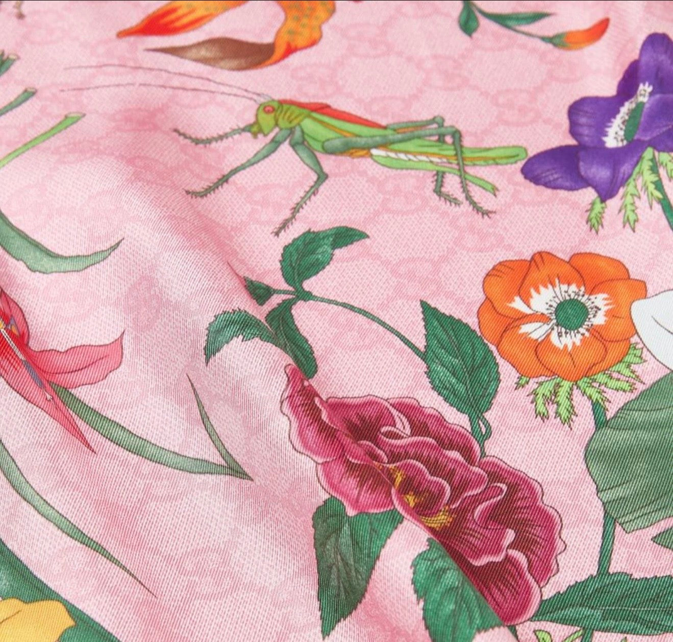 Gucci Silk Twill Pink Scarf