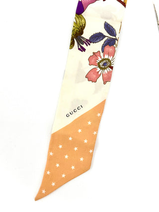 Gucci Printed Silk Twill Ribbon/ White Multicolour