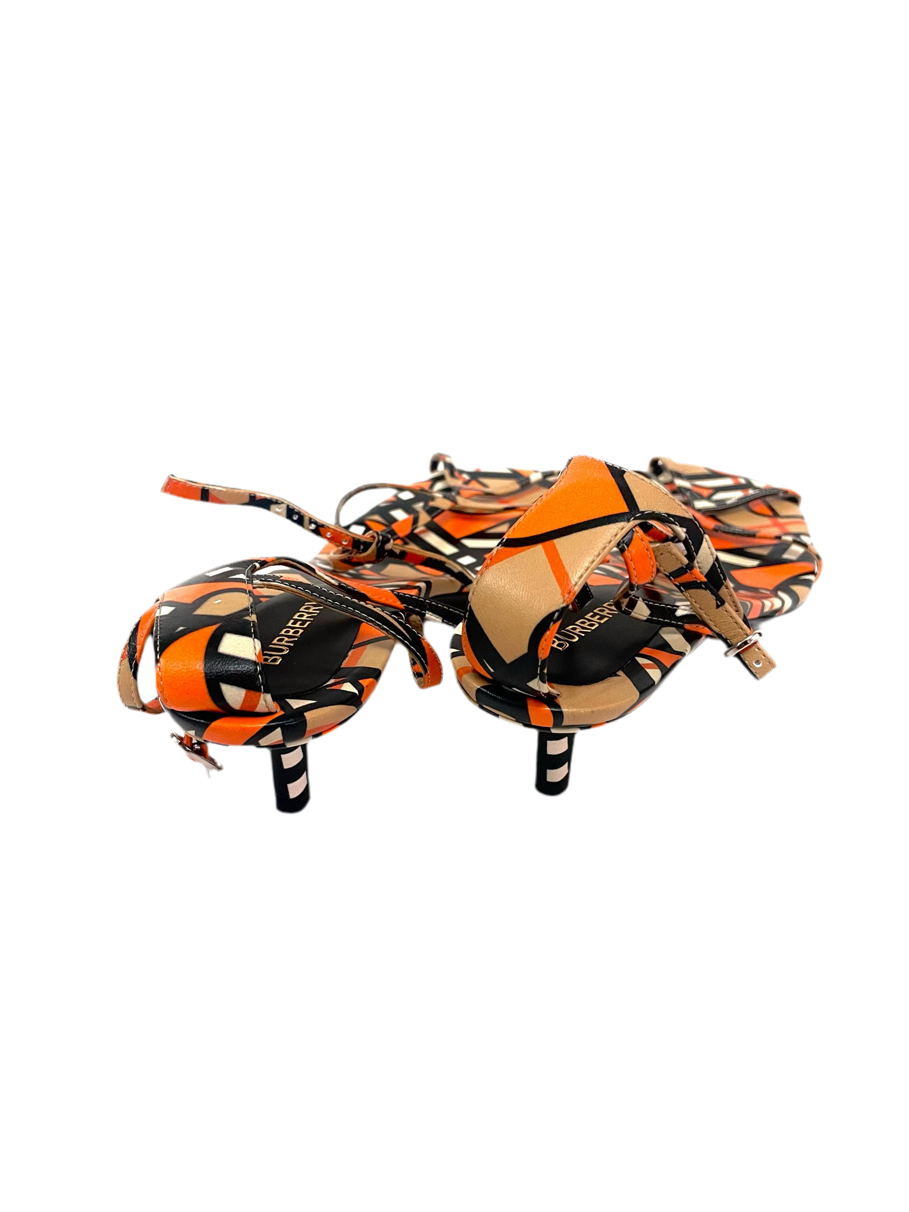 Burberry TB Black Orange Sandals