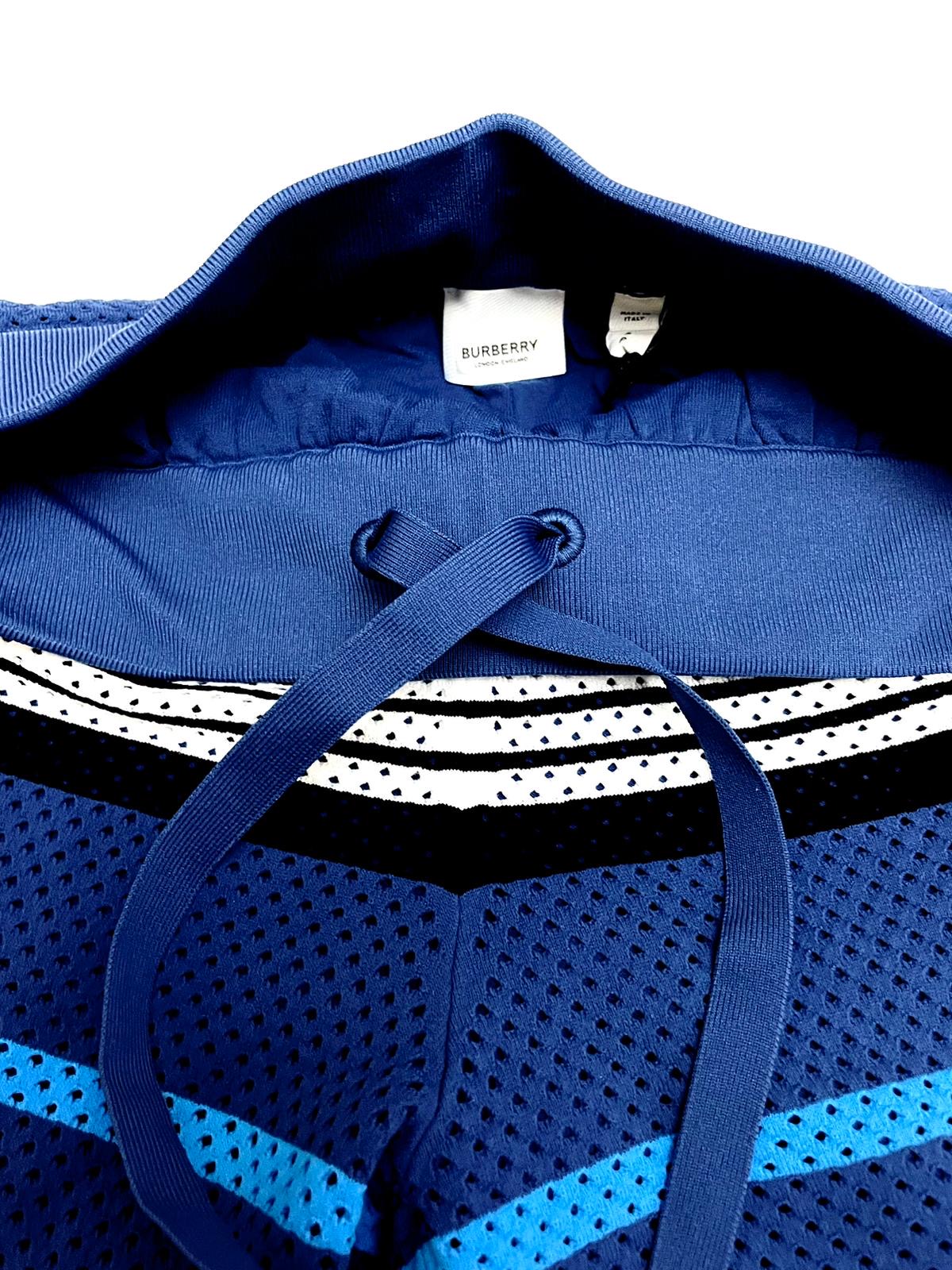 Burberry Blue White Black Stripe Mesh Shorts