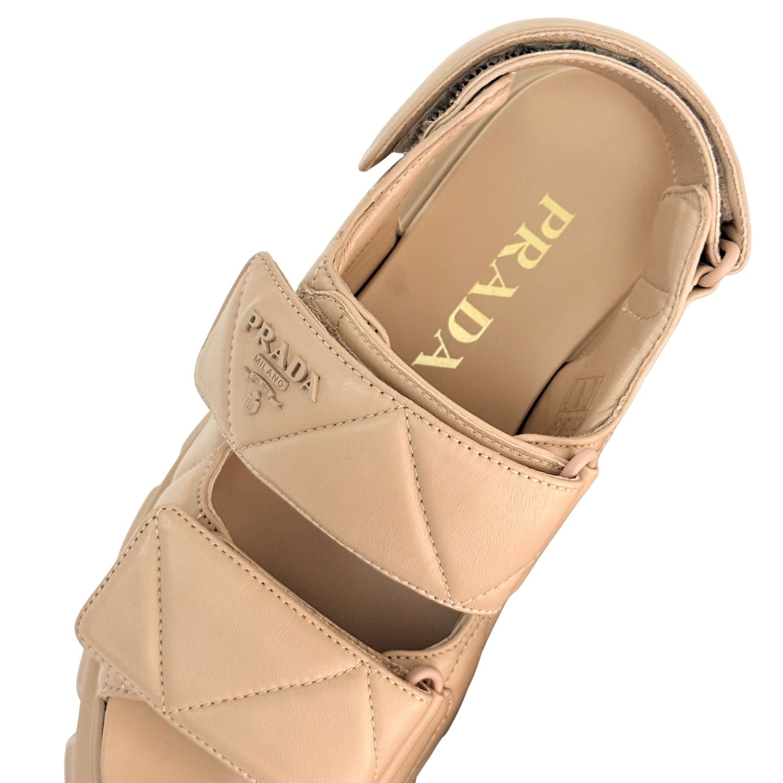 Prada Monolith Nappa Lambskin Leather Sandals