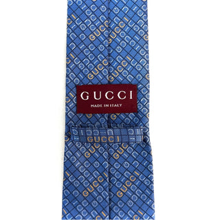 Gucci Silk Tie Blue with Gucci Print