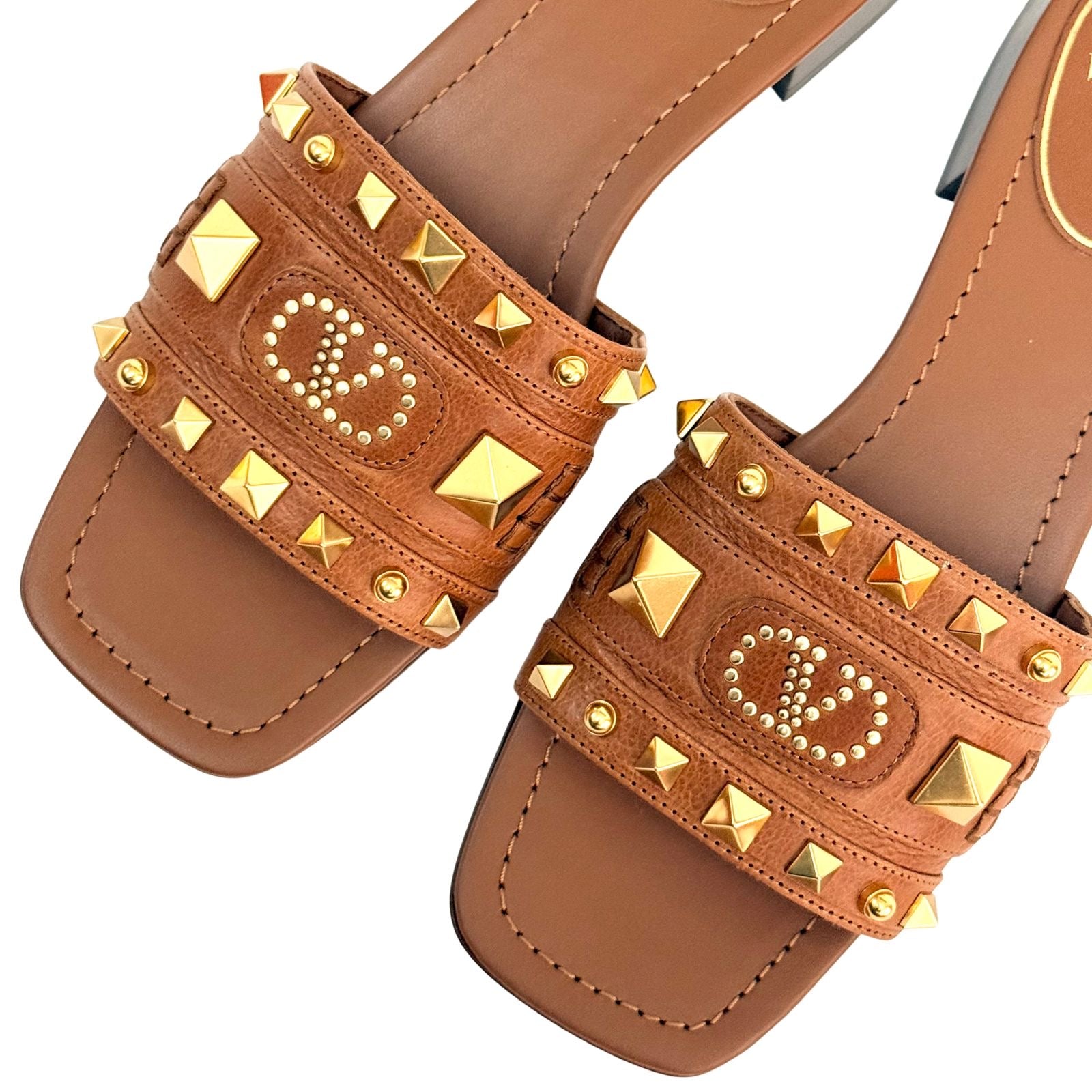 Valentino Embellished Leather Sliders