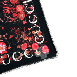 Gucci Cotton/Wool Floral Print Scarf