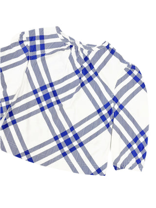 Burberry Blue White Caro Patch Long Sleeve Shirt
