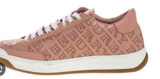 Burberry Perforated Pink Logo Leather Sneakers