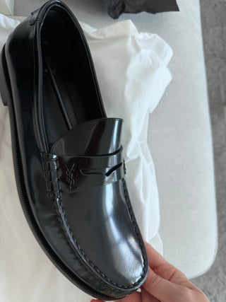 YSL Classic black leather loafers