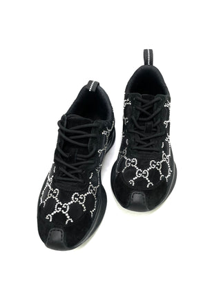 Gucci Crystal GG Black Mesh Sneakers