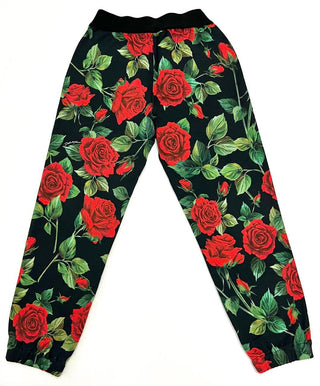 Dolce and Gabbana Blk Cotton Rose Jogger