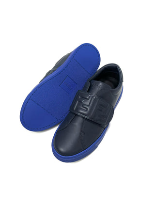 Fendi Navy FF Logo Velcro Sneakers