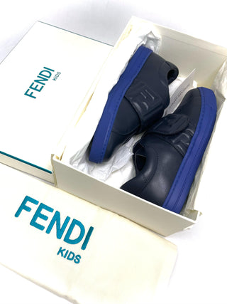 Fendi Navy FF Logo Velcro Sneakers